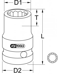 Douille à chocs courte 12...