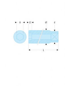 DOUILLE 1/2' LONGUE 6P. 24 MM