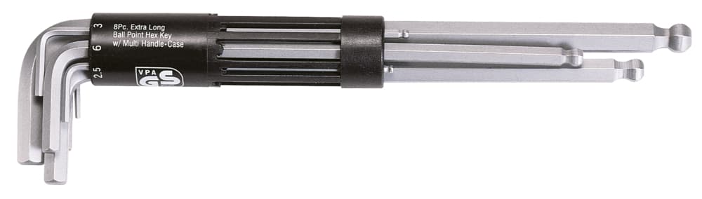 Jeu de 8 clés mâles 6 pans à tête sphérique extra-longues, 2 à 10 mm