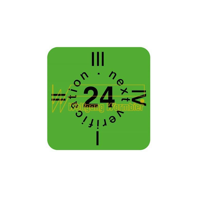 "warning label,15x15 mm yellow-
green, for 2024, 30 pcs/sheet
 /  Prix par 1 uni