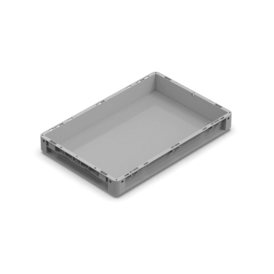 PP BOX NEXIT – SOLID BASE – CLOSED HANDGRIPS – DIM. 600X400X075H MM – COLOR GRE