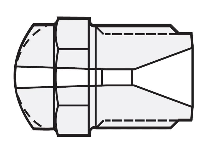 Nylon Reverse Nozzle Tip, 38mm, 15mm Rad, 4mm Orifice