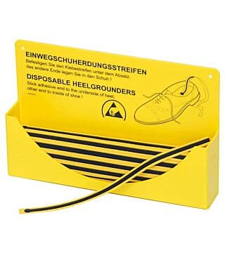 "wall mounted Container for
disposable Heel Grounders
"