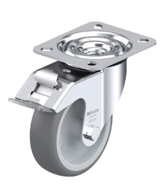 Roulette pivotante en tôle d’acier avec platine à visser