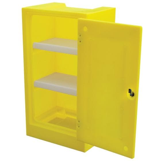 Armoire de stockage (534 x 420 x 990 mm) en polyéthylène jaune, avec serrure. C
