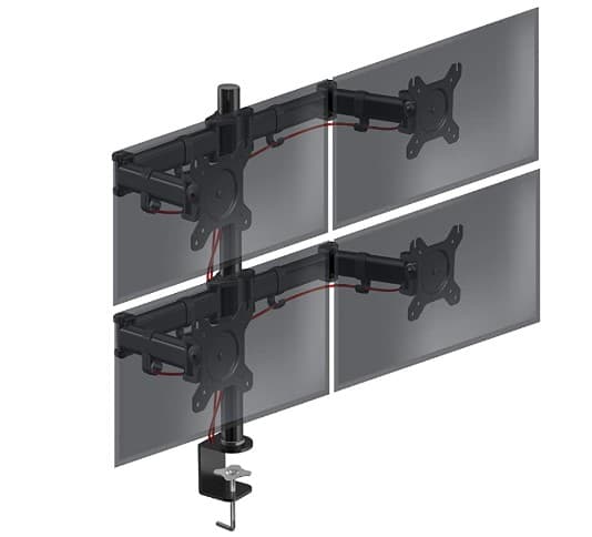 Duronic DM254 Support Quadruple 4 écrans PC à Pince pour Bureau