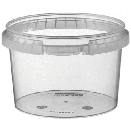 Pot plastique 480 ml transparent rond avec couvercle