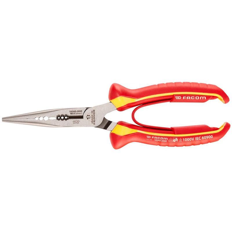 Pince demi-ronde multifonctions isolée 1000 volts - becs droits, serre-tube, dén