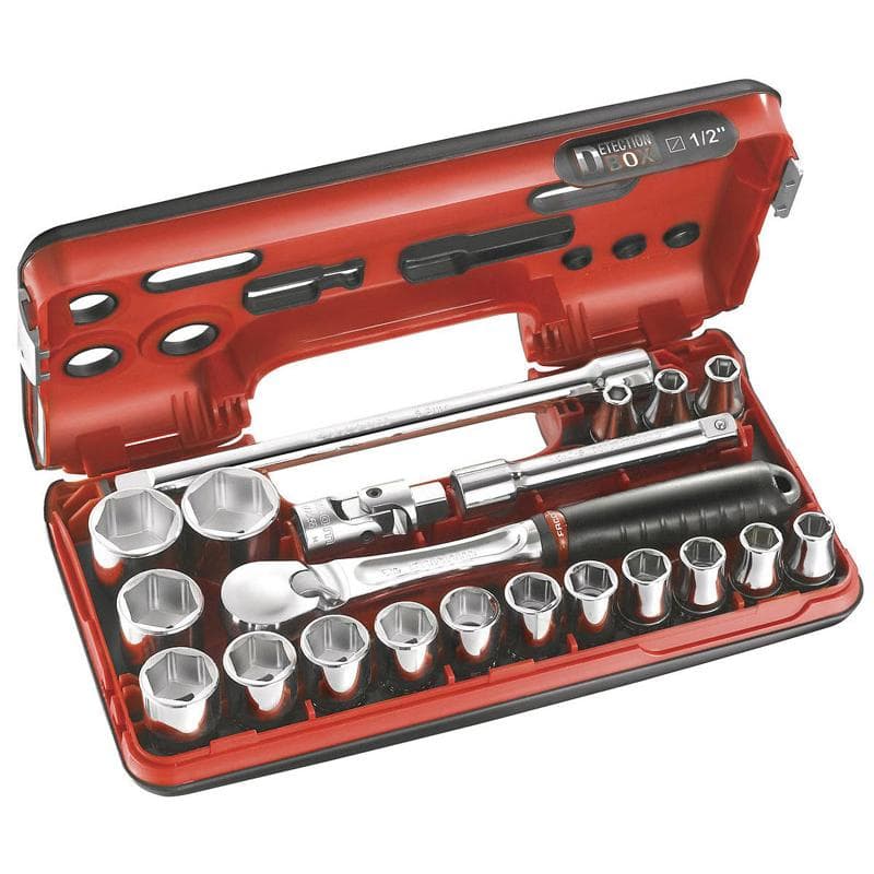 "Coffret DBOX cliquet étanche + douilles 1/2"" 6 pans 21 PCS"