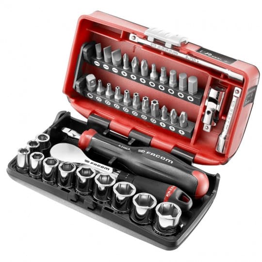 Coffret cliquet HP + douilles 1/4'' 6 pans - boîte NANO
