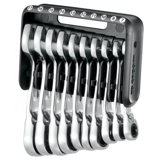 Jeu de 6 clés mixtes à cliquet courtes en étui pocket 7 à 17 mm