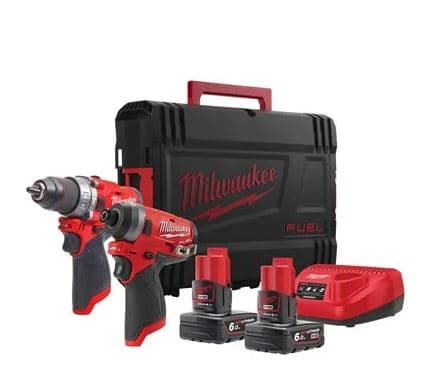 12V FUEL set with M12FPD, M12ID, 2 x 4.0 Ah Li-Ion batteries, 1h charge, in a Pa
