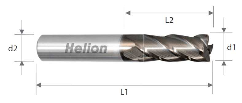 Solid carbide end mill Z4 D: 1/2 AlTiN+B C.rad. 0.125 inch.