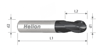 Solid carbide ball end mill Z2 D: 2,50 TiAlN