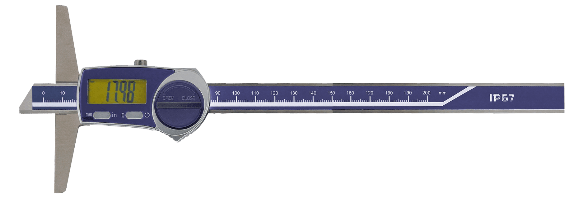 Digital depth vernier caliper, IP67 200 mm