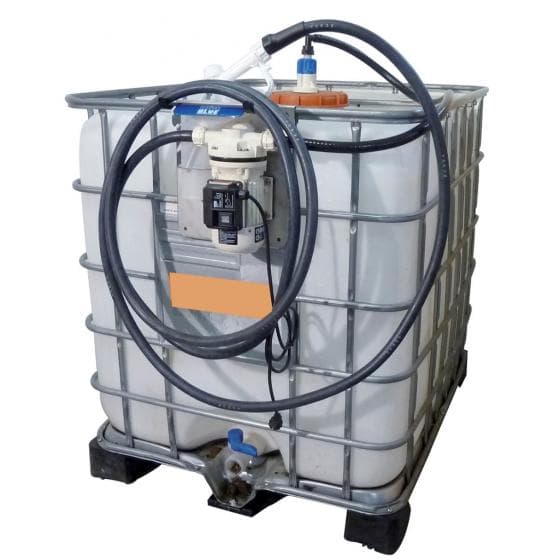 Pompe ADBLUE sur platine inox pour IBC 1000 L. Débit 32 L/min, pistolet simple e