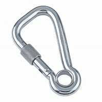 Mousqueton à oeil et vis de sé curité , inox