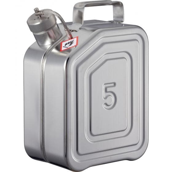 Jerrican de 5 L avec bouchon fileté pr liquides inflammables ou explosifs. Pr le