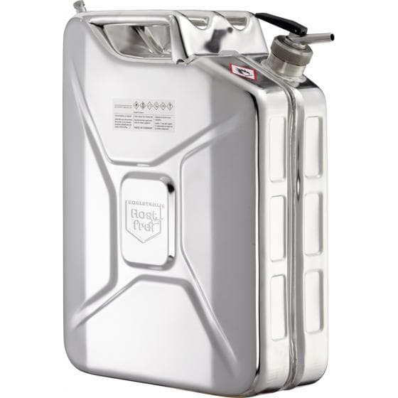 Jerrican de 20 L avec bec verseur pr liquides inflammables ou explosifs. Pr stoc
