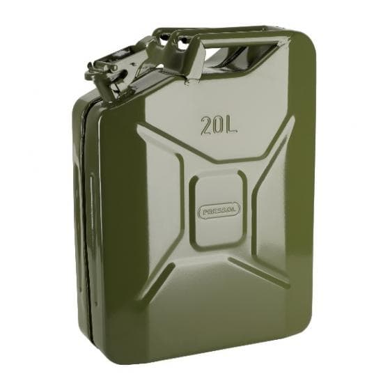 Jerrican tôlé de 20 litres. Pour le stockage et transport de carburant : gasoil