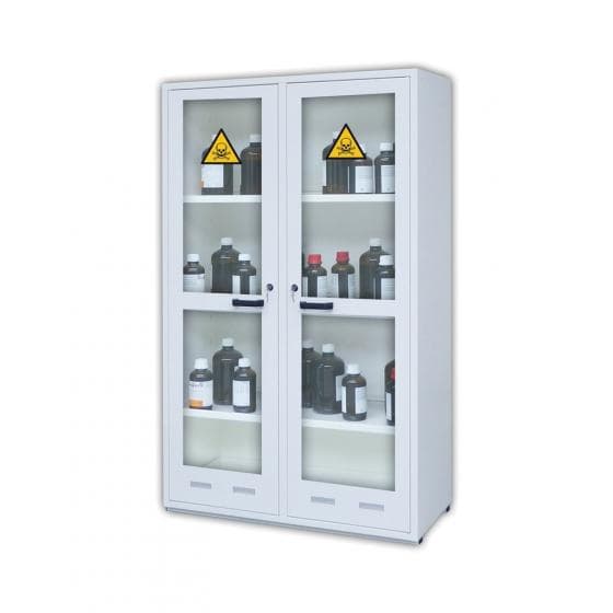 Armoire de sécurité 2 portes vitrées et 2 compartiments, pour stockage 2 x 130 L