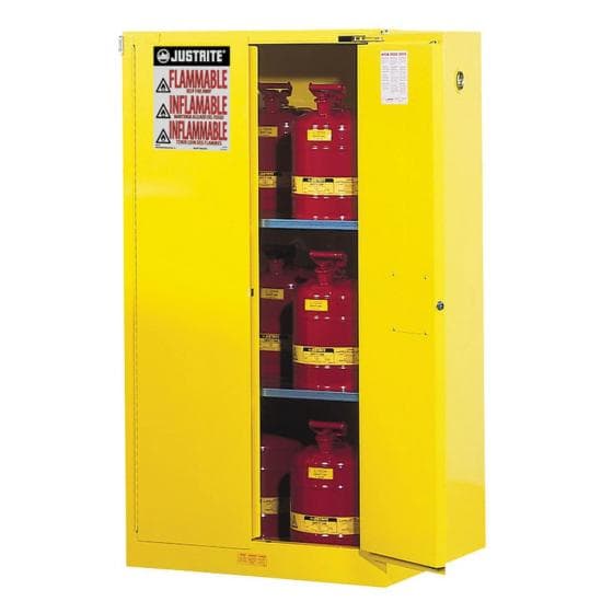 Armoire de sécurité jaune pour produits  inflammables,