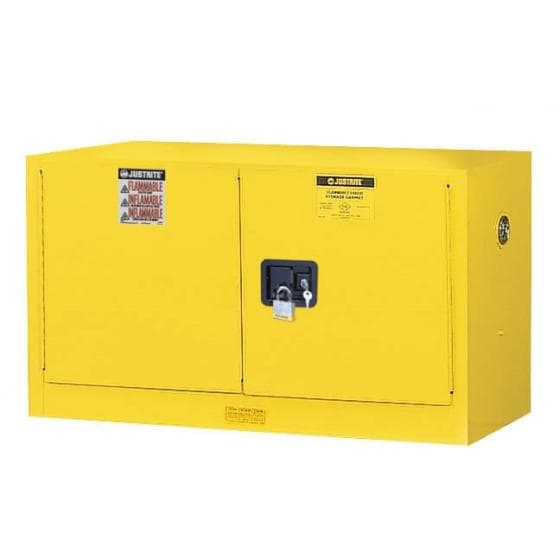 Sur armoire de sécurité jaune pour produitsinflammables,