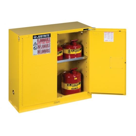 Armoire de sécurité jaune pour produits inflammables,