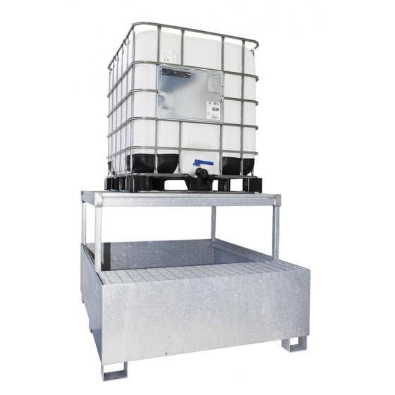 Rétention de 1000 litres, 1 plate-forme pour 1 IBC/4 fûts amovible, avec demi -c