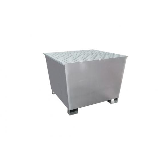 Bac conique en acier galvanisé, rétention de 1000 litres, stockage 1 cuve de 100