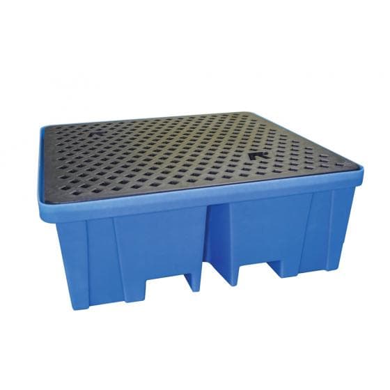 Bac de rétention, polyéthylène, rétention de 440 litres, avec caillebotis polyét