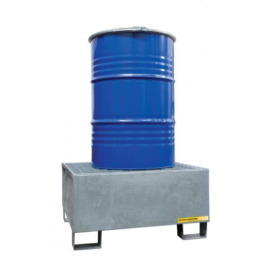 Rétention de 220 litres, pour le stockage de 1 fûts 220 l debouts, caillebotis a