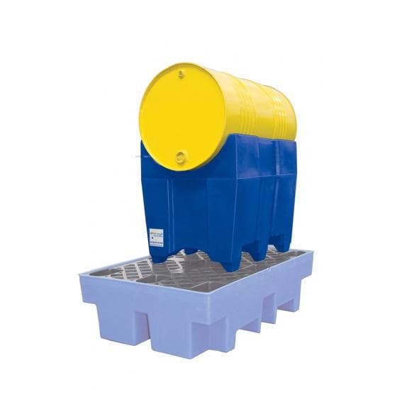 Support de fût réversible, polyéthylène. Un coté pr les fûts de 60 ou 120 litres