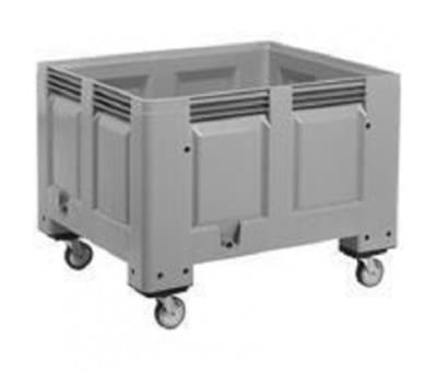 Caisse palette GM, grise, 670 litres, avec roulettes avec couvercle. Unité de v