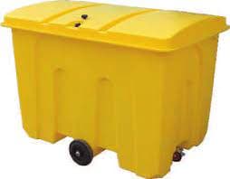 Coffre mobile avec 4 roues pour Absorbants. Volume 1000 L. Matière : PEHD. Avec