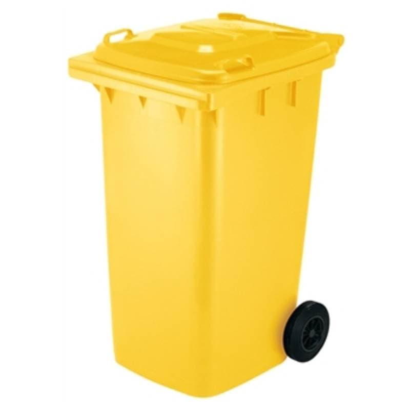 Conteneur PEHD mobile (2 roues) avec couvercle. Capacité : 120 L, charge maximum