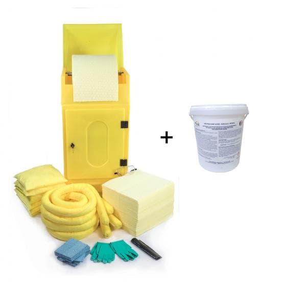 Kit d'intervention pour produits chimiques et tous liquides, capacité d'absorpti