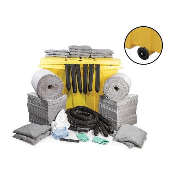 Kit d'intervention pour tous liquides, capacité d'absorption 800 litres. Contena
