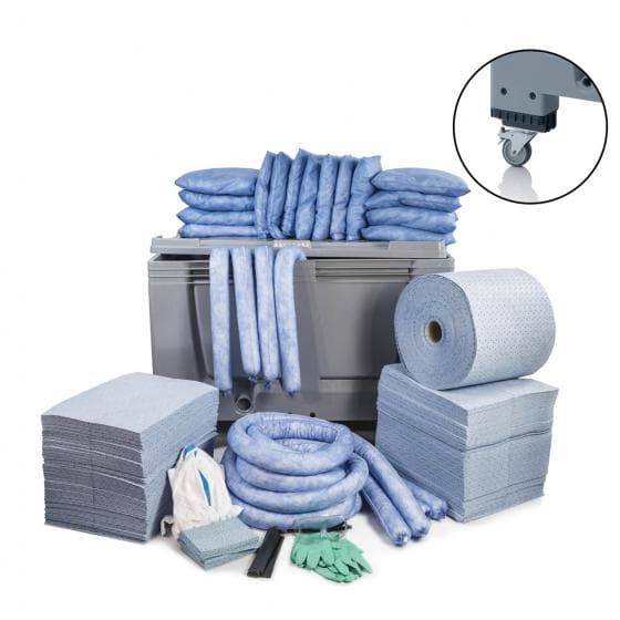 Kit d'intervention pour hydrocarbures, capacité d'absorption 600 litres. Contena