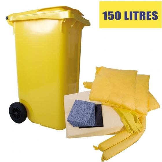 Kit d'intervention pour produits chimiques et tous liquides, capacité d'absorpti