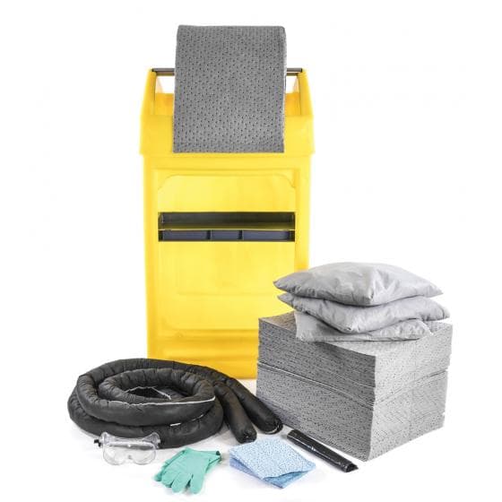 Kit d'intervention pour tous liquides, capacité d'absorption 150 litres. Contena