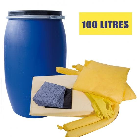 Kit d'intervention pour produits chimiques et tous liquides, capacité d'absorpti