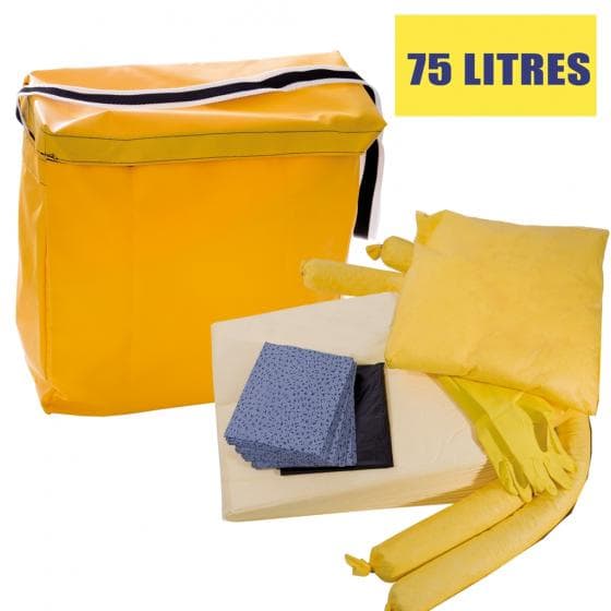 Kit d'intervention pour produits chimiques et tous liquides, capacité d'absorpti