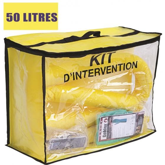 Kit d'intervention pour produits chimiques et tous liquides, capacité d'absorpti