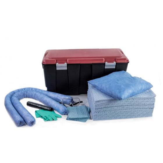 Kit d'intervention pour hydrocarbures, capacité d'absorption 75 litres. Contenan