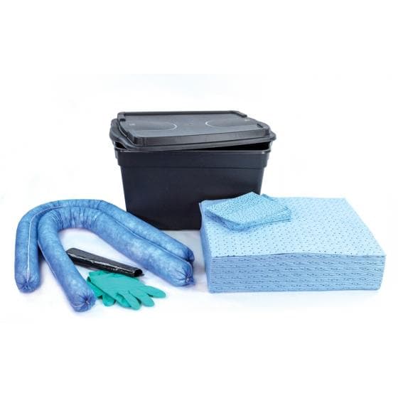 Kit d'intervention pour hydrocarbures, capacité d'absorption 50 litres. Contenan