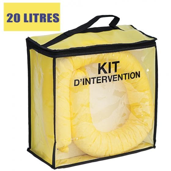 Kit d'intervention pour produits chimiques et tous liquides, capacité d'absorpti