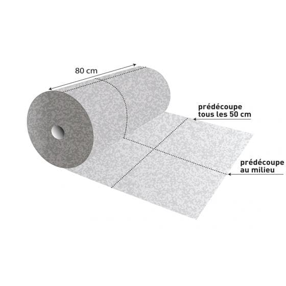 "Rouleau aborbant chimiques et tous liquides, pur fibre de polypropylène, double