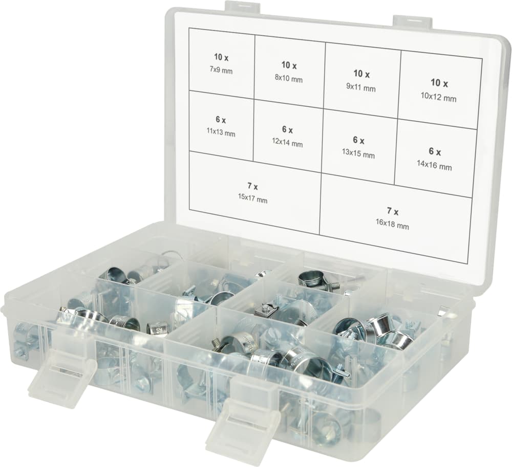 Assortiment de mini-colliers de serrage DIM 7-18mm, 78 pcs