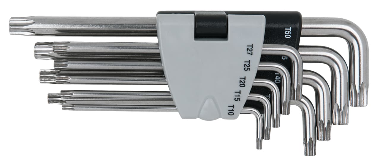 Jeu de clés mâles INOX TORX percé. longues - 9 pcs